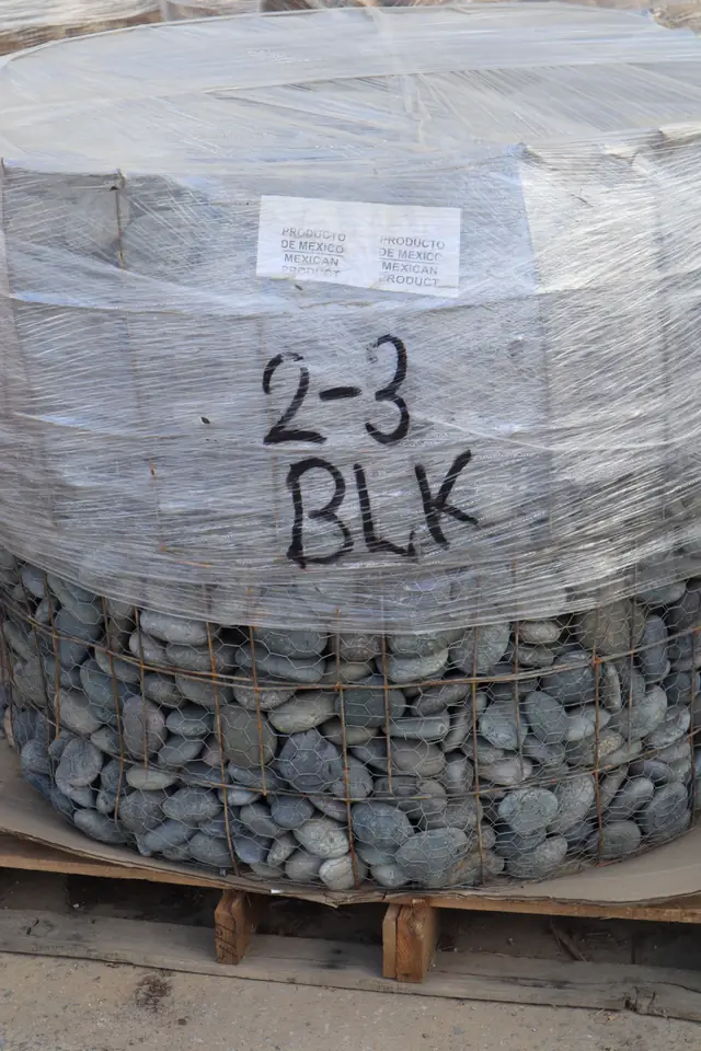 Palletized River Rock stocked at Danilo's Landscape Supply